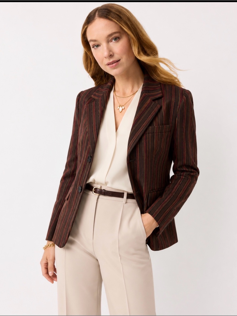 Free People B-Line Velvet Striped Blazer Boho Red Small